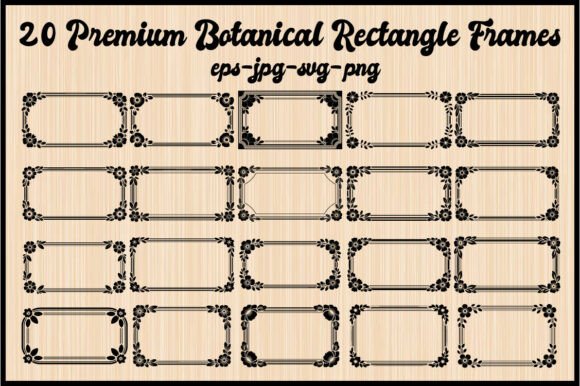 20 Premium Botanical Rectangle Frames Graphics