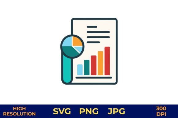 Business Data Analysis Icon with Charts for Branding and Packaging