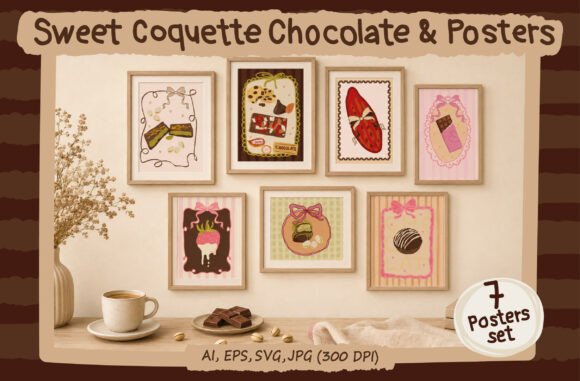 Cute Coquette Chocolate Posters Wall Art for Branding