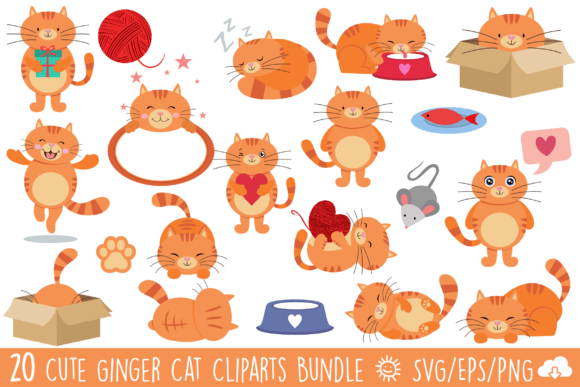 Cute Ginger Cat Vector Clipart Bundle Review