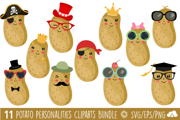 Cute Potato Personalities Clipart Bundle for Graphics and Illustrations