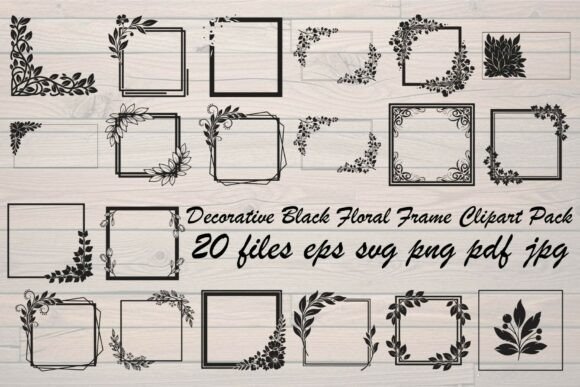 Decorative Black Floral Frame