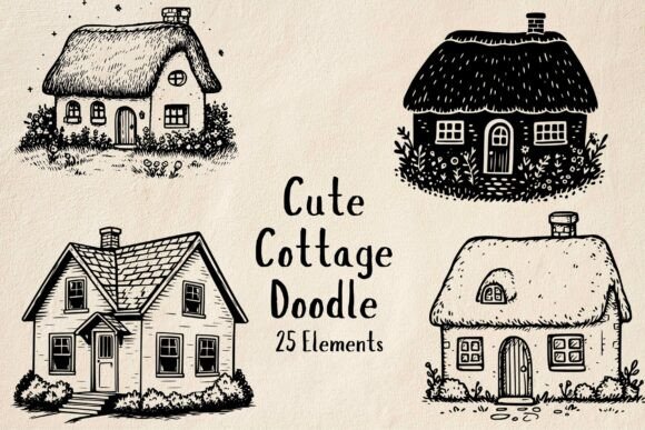 Elegant SVG Cottage Graphics for Crafts