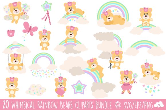 Magical Fairy Bears Rainbows Bundle for Creative Projects