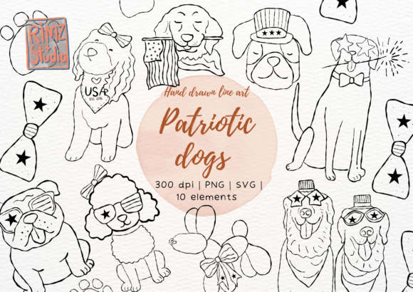 Patriotic Pet Dogs SVG Graphics for Blog and Web Design
