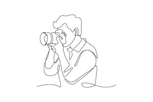 Photographer One Line Art Graphics