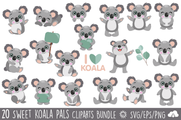 Sweet Koala Pals Vector Clipart Bundle for Crafting and Design